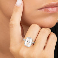 Sterling Silver Elongated Cushion Cocktail Ring 4ct & 8ct