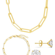 Sterling Silver Paperclip & Everyday Studs Jewelry Bundle