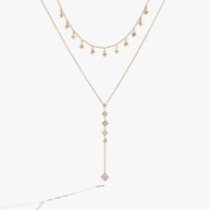 Two-Layered Princess Cut Crystal Necklace