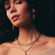 Andi Chain Link Drop Hoop Earrings