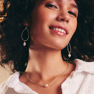 Elyse Pearl & Oval Drop Dangle Earrings