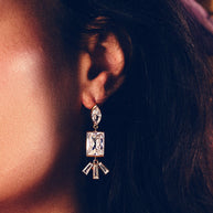 Bella Square & Oval CZ Drop Earrings