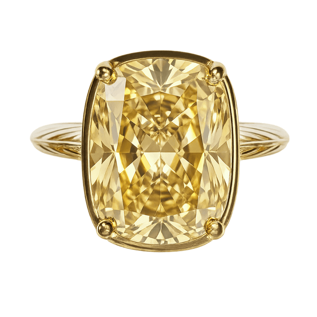Sterling Silver Elongated Cushion Light Yellow CZ Cocktail Ring