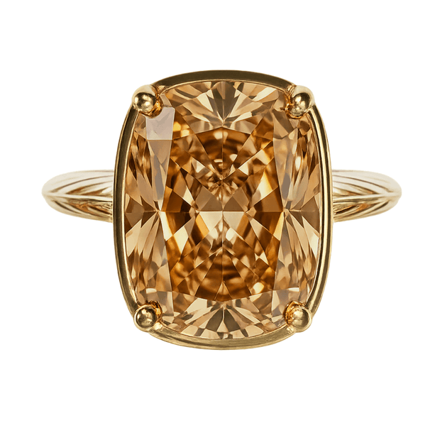 Sterling Silver Elongated Cushion Champagne CZ Cocktail Ring