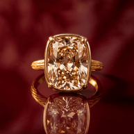 Sterling Silver Elongated Cushion Champagne CZ Cocktail Ring
