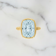 Sterling Silver Elongated Cushion Aquamarine CZ Cocktail Ring