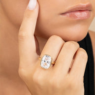 Sterling Silver Elongated Cushion Cocktail Ring 4ct & 8ct