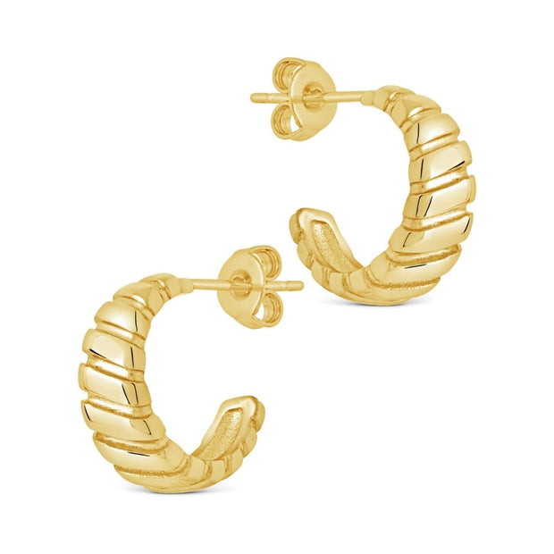 Ribbed Textured Huggie Hoop Earrings