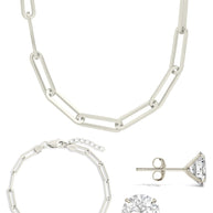Sterling Silver Paperclip & Everyday Studs Jewelry Bundle