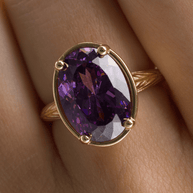 Sterling Silver Oval Cut Amethyst CZ Cocktail Ring
