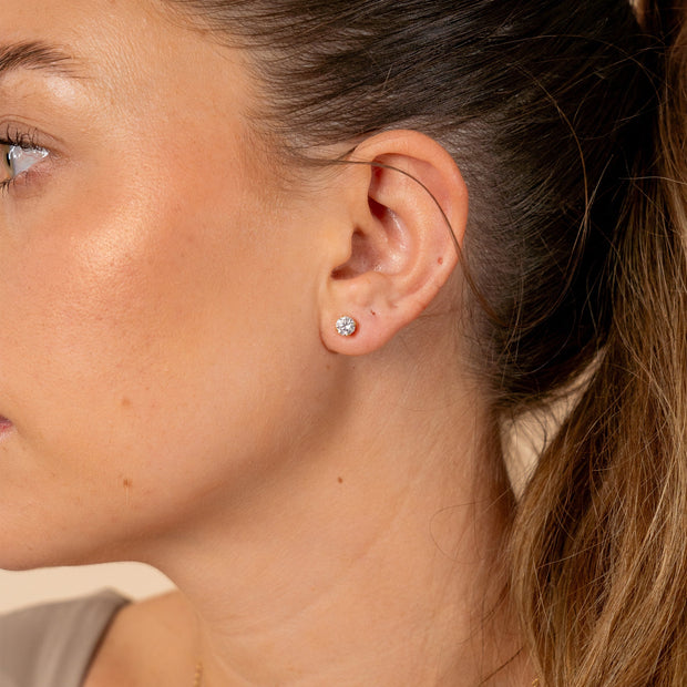 Sterling Silver 4mm CZ Stud Earrings