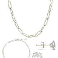 Sterling Silver Paperclip & Everyday Studs Jewelry Bundle