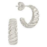 Ribbed Textured Huggie Hoop Earrings
