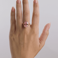 Sterling Silver Oval Cut Pink Sapphire CZ Cocktail Ring