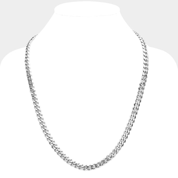 6 Diamond Cut Stainless Steel 24 Inch 8mm Cuban Metal Chain Necklace