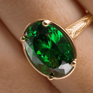 Sterling Silver Oval Cut Emerald CZ Cocktail Ring
