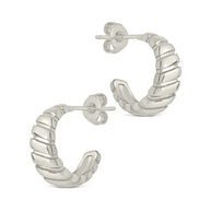 Ribbed Textured Huggie Hoop Earrings