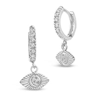 Sterling Silver Starry Nights Eye Micro Hoops