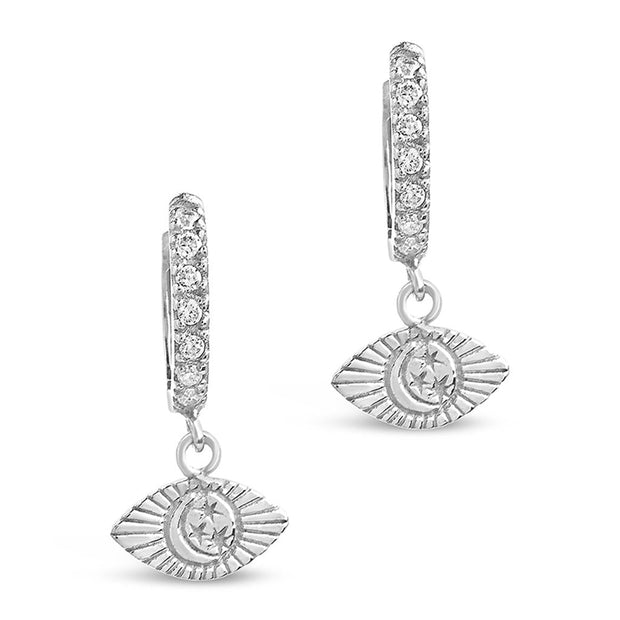 Sterling Silver Starry Nights Eye Micro Hoops