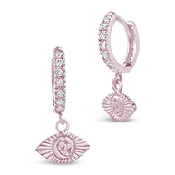 Sterling Silver Starry Nights Eye Micro Hoops