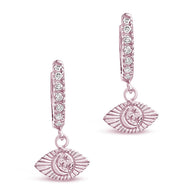 Sterling Silver Starry Nights Eye Micro Hoops