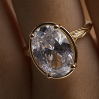 Sterling Silver Oval Cut CZ Cocktail Ring