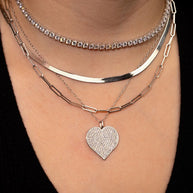 Sterling Silver CZ Statement Heart Pendant