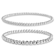 Sterling Silver Beaded Stretch Bracelet Sets