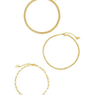 Three Row Chain Anklet Set