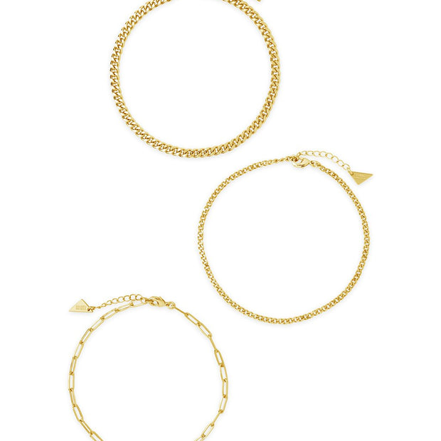 Three Row Chain Anklet Set