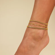 Three Row Chain Anklet Set