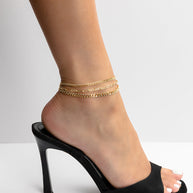 Three Row Chain Anklet Set