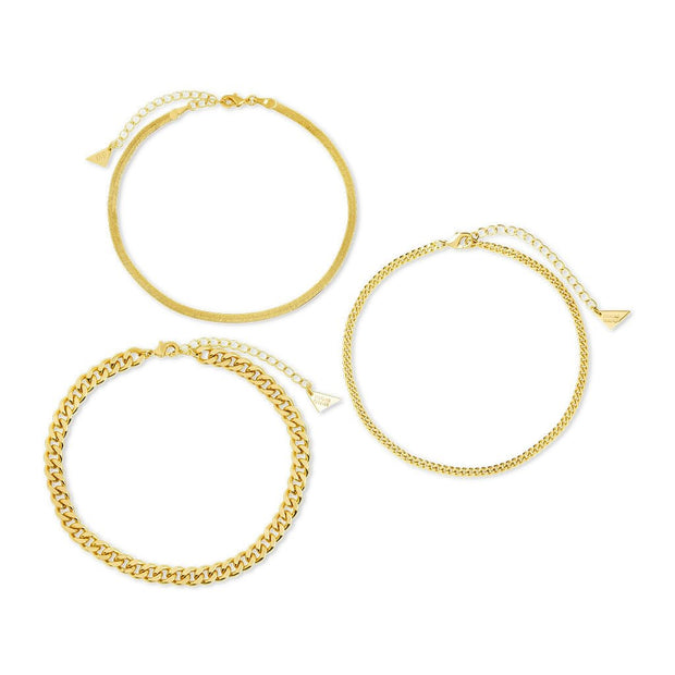 Adalina Three Chain Anklet Set