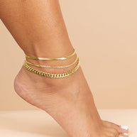 Adalina Three Chain Anklet Set