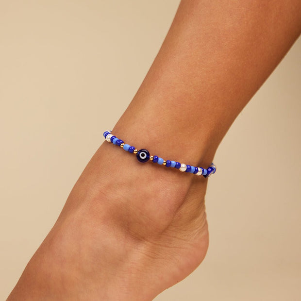 Sibyl Evil Eye Charm & Pearl Anklet