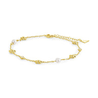 June Pearl & Flower Charm Anklet