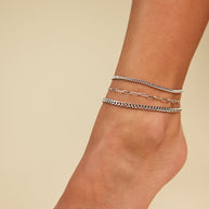 Three Row Chain Anklet Set