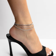 Three Row Chain Anklet Set