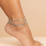 Adalina Three Chain Anklet Set