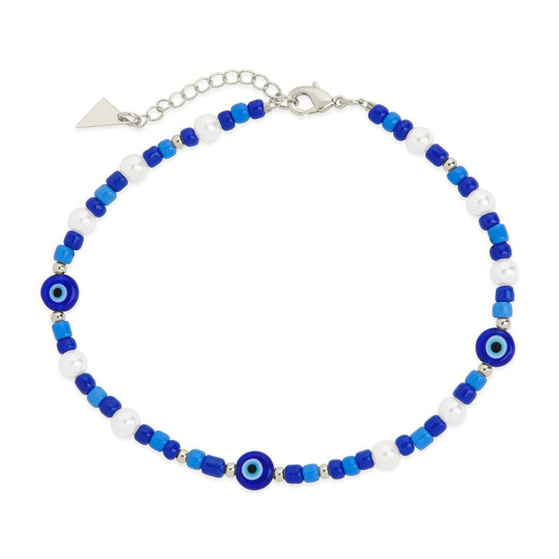 Sibyl Evil Eye Charm & Pearl Anklet