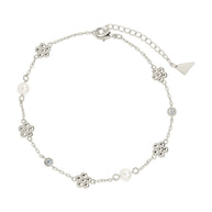 June Pearl & Flower Charm Anklet