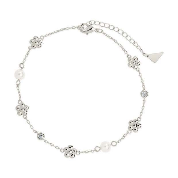 June Pearl & Flower Charm Anklet