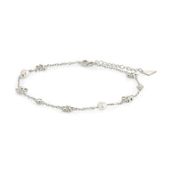 June Pearl & Flower Charm Anklet