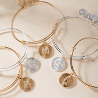 Initial L Pave Starburst Texture Bangle