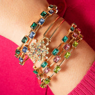 August Birthstone Emerald Cut Bangle