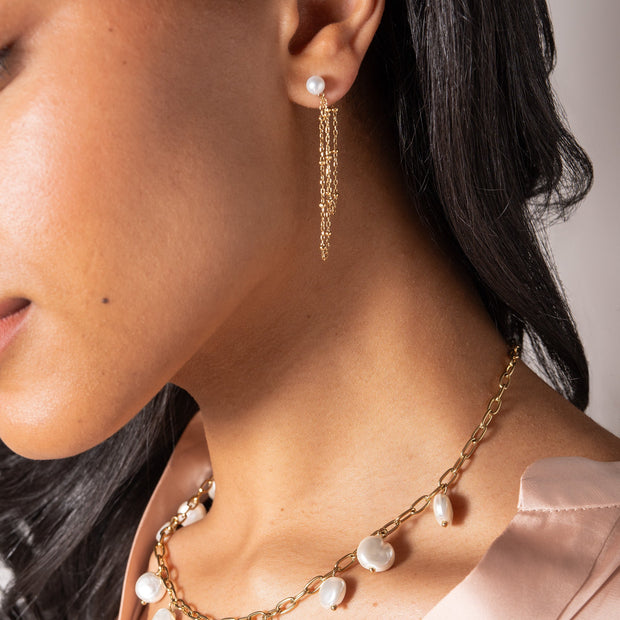 Freshwater Pearl Front-and-Back Earrings
