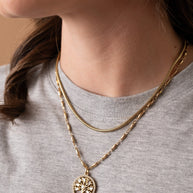 Round Herringbone Charm & Layering Necklace