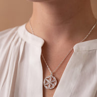 Faith and Family Rosette Pendant Necklace