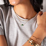 May Birthstone Emerald Cut Bangle