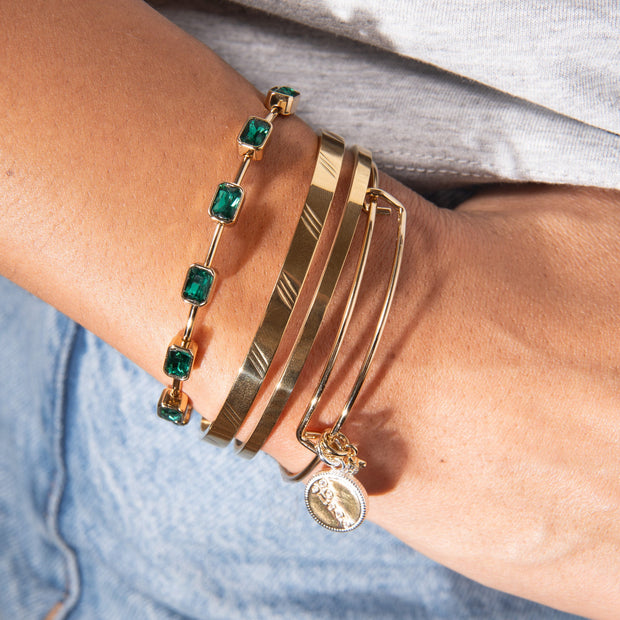 May Birthstone Emerald Cut Bangle